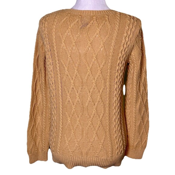 Preswick Moore Mustard Yellow Cable Knit Sweater Fisherman Preppy Old Money PM - Picture 3 of 8